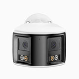 6MP UHD Dual-Lens Outdoor PoE Security Camera, 180° Panoramic View, Smart Dual Light Night Vision, Two-Way Audio, Active Siren & Alarm, Human & Vehicle Detection, IP67