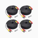 4 PCS 100 ft 2-in-1 Video Power Cables (Black)