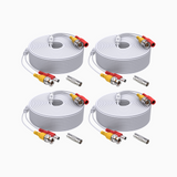 4 PCS 100 ft 2-in-1 Video Power Cables (White)